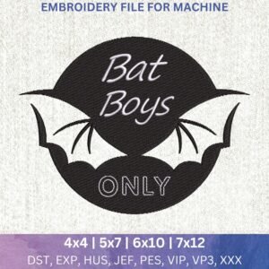 bat boys embroidery design