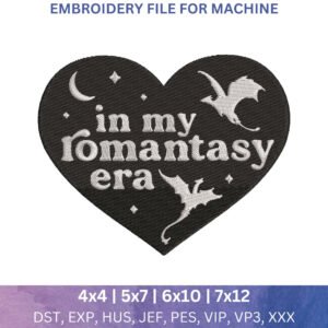 Romantasy Book Embroidery Design