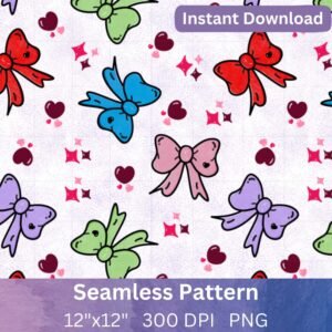 Kawaii Rainbow Bow Seamless Pattern