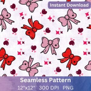 Coquette Kawaii Bow Seamless Pattern