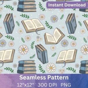 Daisy Book Floral Seamless Pattern